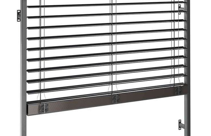 External venetian blinds with electric drive and guide rails